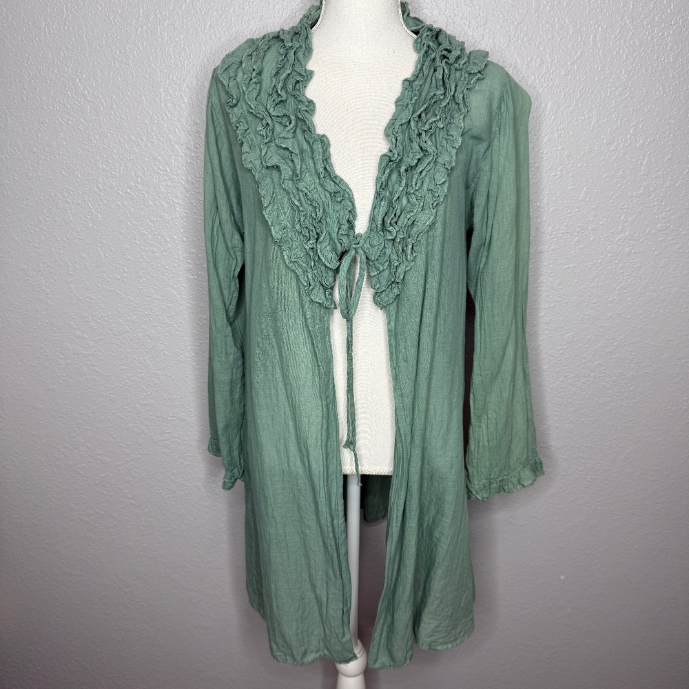Pre-Owned Women's‎ Seafoam green  Ruffled top swim cover up Large -cp